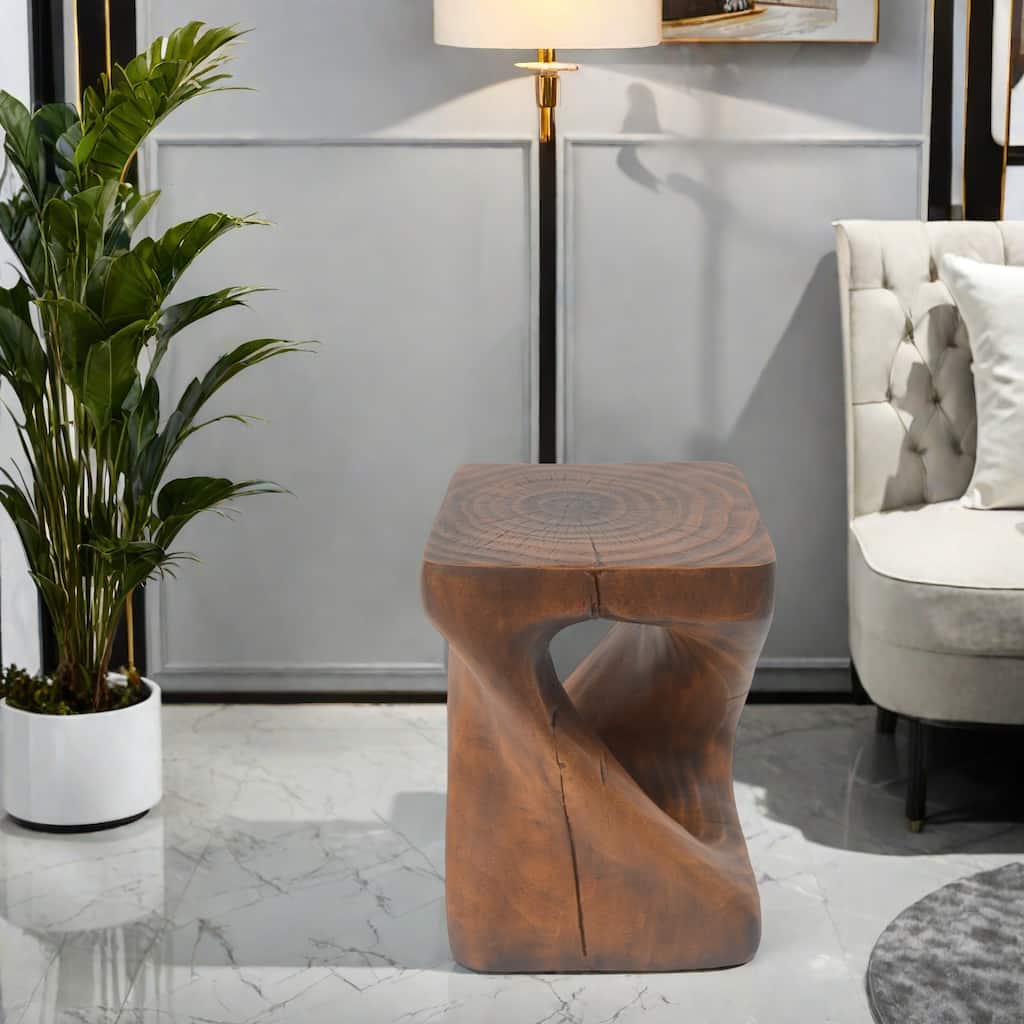 11.75" Magnesium OxideTwisted Spiral Side Table Durable MGO Construction