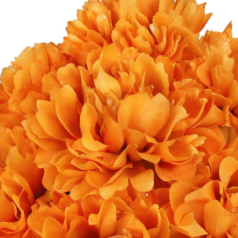 Set of 2 Orange Artificial Lush Hybrid Peony Flower Stem Bush Bouquet 17in - 17" L x 10" W x 10" DP