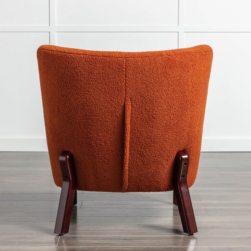 Upholstered Armless Chair Lambskin Sherpa Single Sofa Chair with Wooden Legs