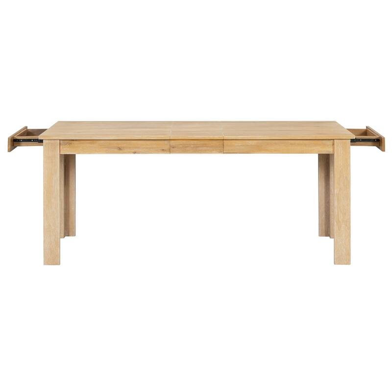 7-Piece Wooden Dining Table Set with Extendable Table and Storage Drawers for Family Gatherings