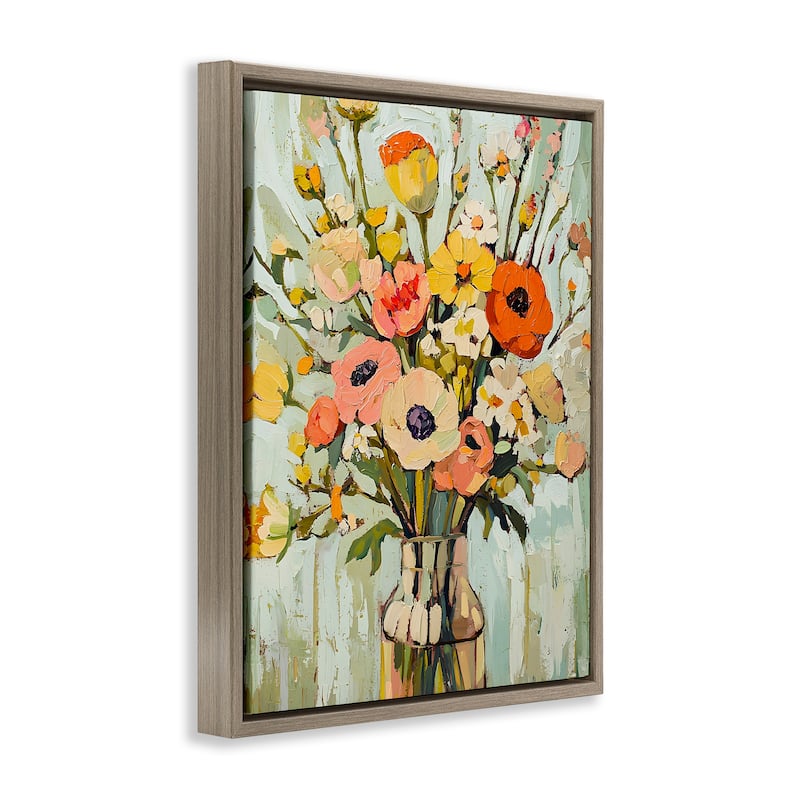 Stupell Painterly Bouquet Arrangement Framed Floater Canvas Wall Art Design By Franklyn Gregory