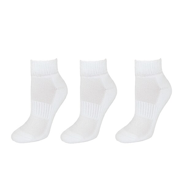 CTM® Women's Cushioned Quarter Socks with Mesh Top (3 Pair Pack)