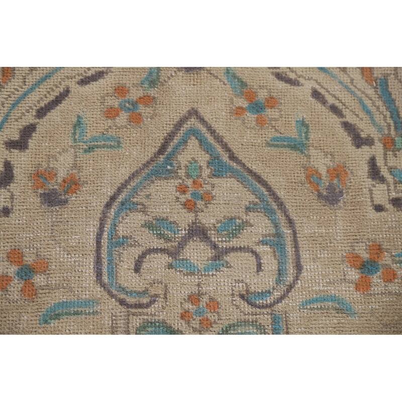 Hand Knotted Oriental 100% Wool Carpet Traditional Floral Beige & Ivories Tabriz Area Rug - 12' 7'' X 9' 5''