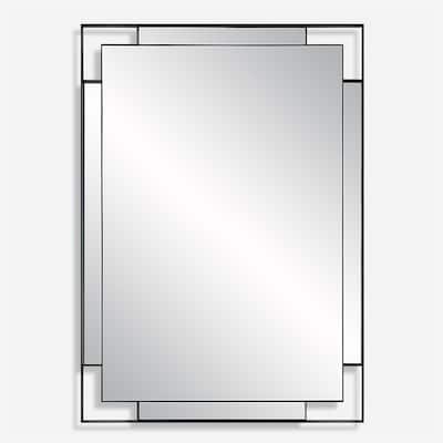 Uttermost Stellan Black Mirror - 27.75"W x 39.63"H x 1.13"D