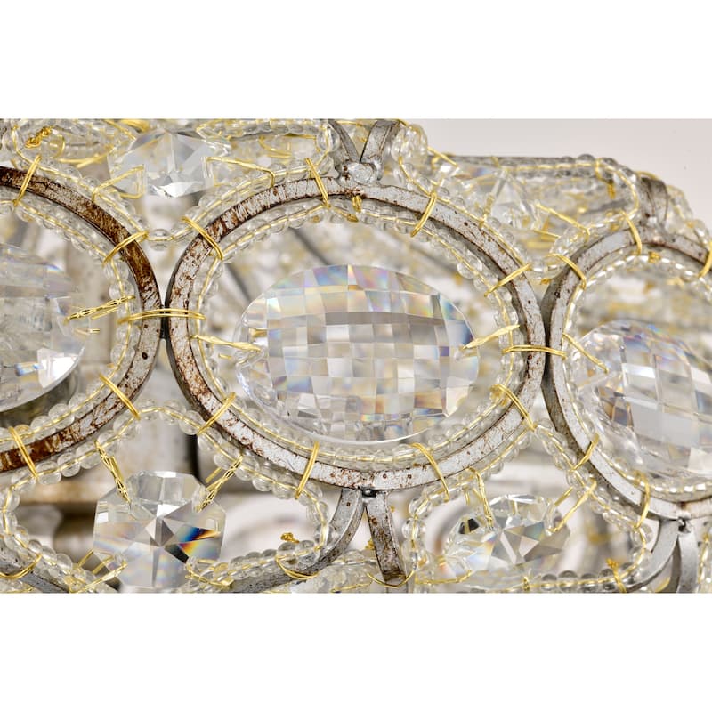 Rilo 4-light Antique Finish Carousel with Crystals Chandelier Ceiling Light