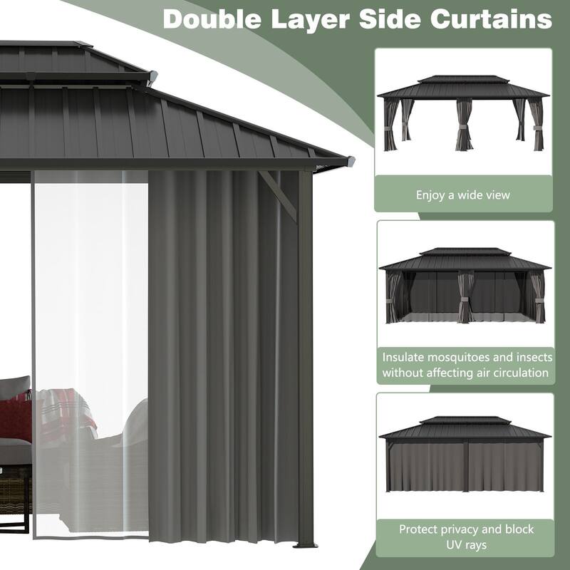 VEIKOUS Outdoor Aluminum Double Hardtop Gazebo Pergolas for Patio Lawn and Garden