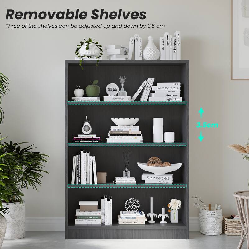 4 Shelf boockase Display Bookcase Freestanding Wooden Bookshelves for Home Office Living Room,48 Inch Height
