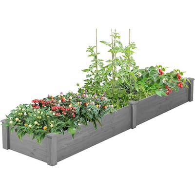 Large Wooden Raised Garden Bed for Outdoor Gardening Solid Wood Planter Box 8x2 ft for Vegetables Herbs - 96" x 28" x 10"