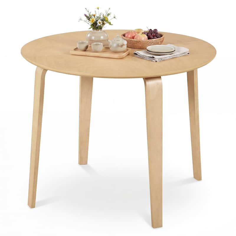 Gymax 37.5'' Round Kitchen Table Circle Dining Room Table w/ Rubber - Natural