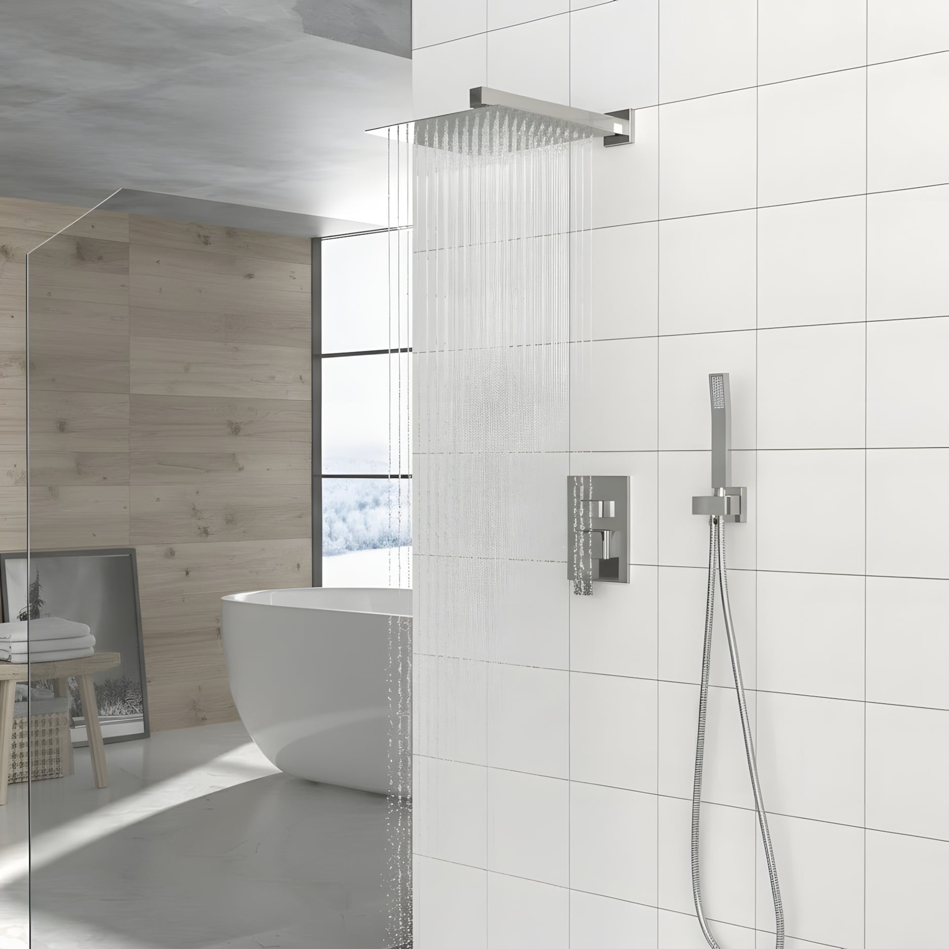 Wall Mounted Dual Shower Head Shower Set