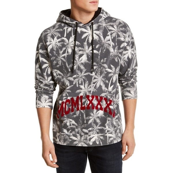 Guess Mens Sweater Washed Gray Large L Sherpa-Lined Roy Palms Hoodie. Opens flyout.
