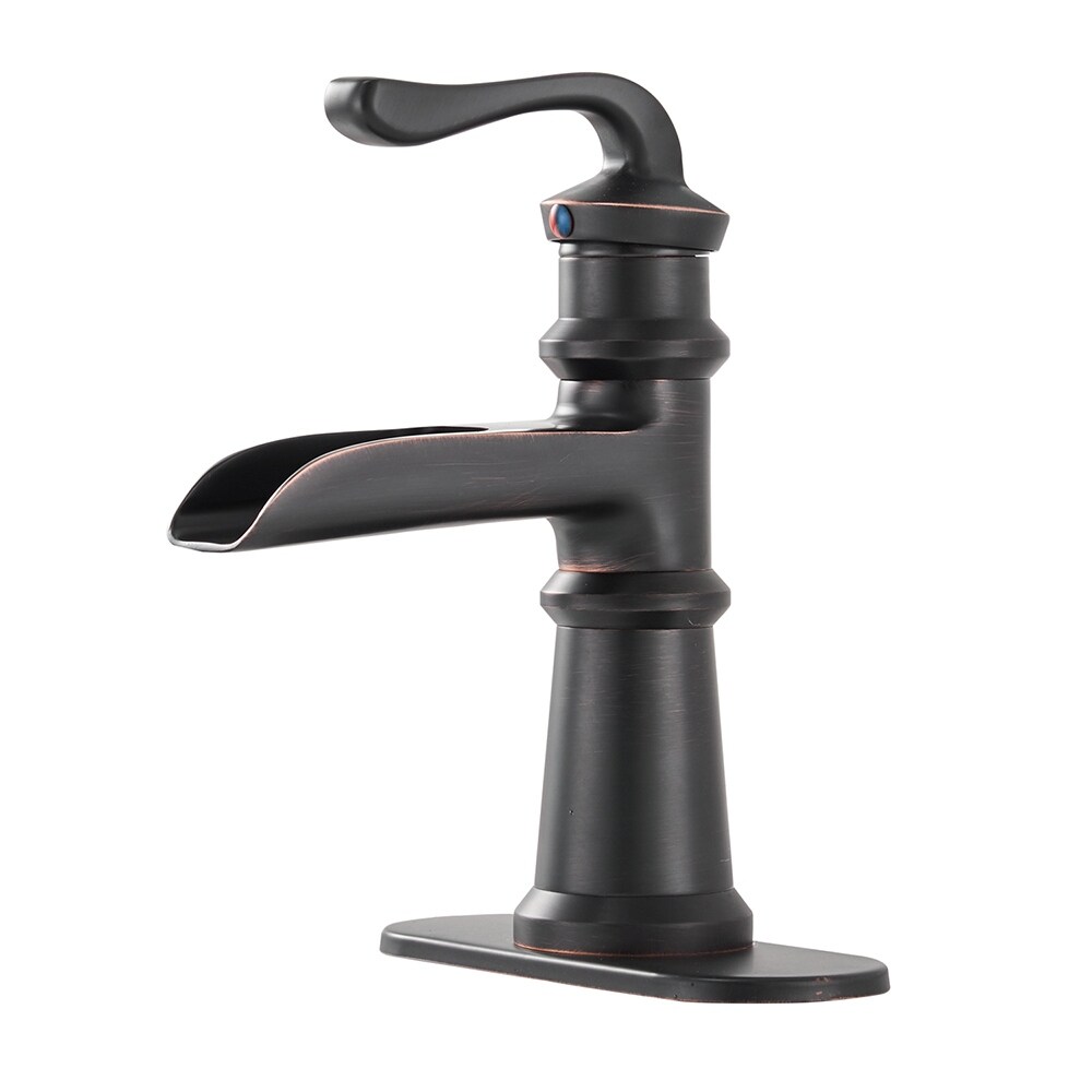 GGStudy Oil Rubbed Bronze Pull Out Bathroom Sink Faucet Swing Arm Deck Mount Lavatory