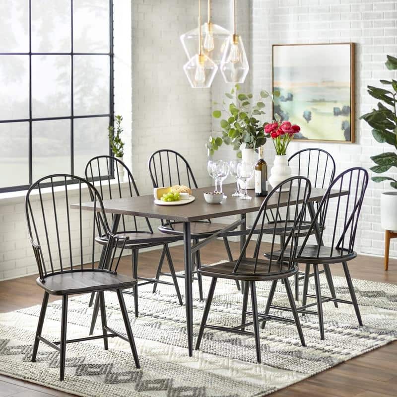 Simple Living Milo Mixed Media Spindle Arm Chairs (Set of 2) - N/A