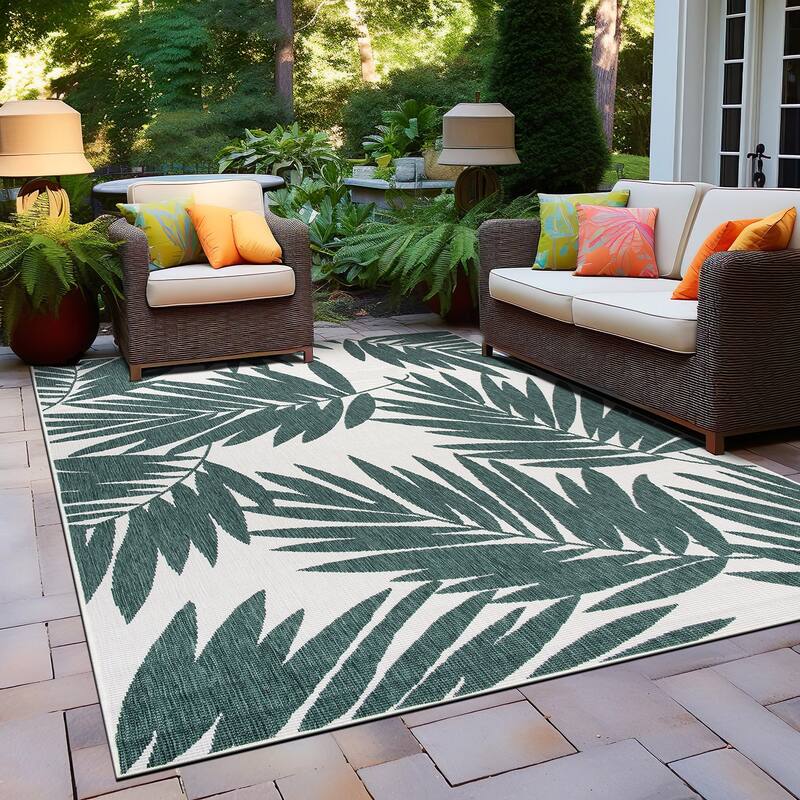 World Rug Gallery Floral Nature Inspired Indoor/Outdoor Area Rug