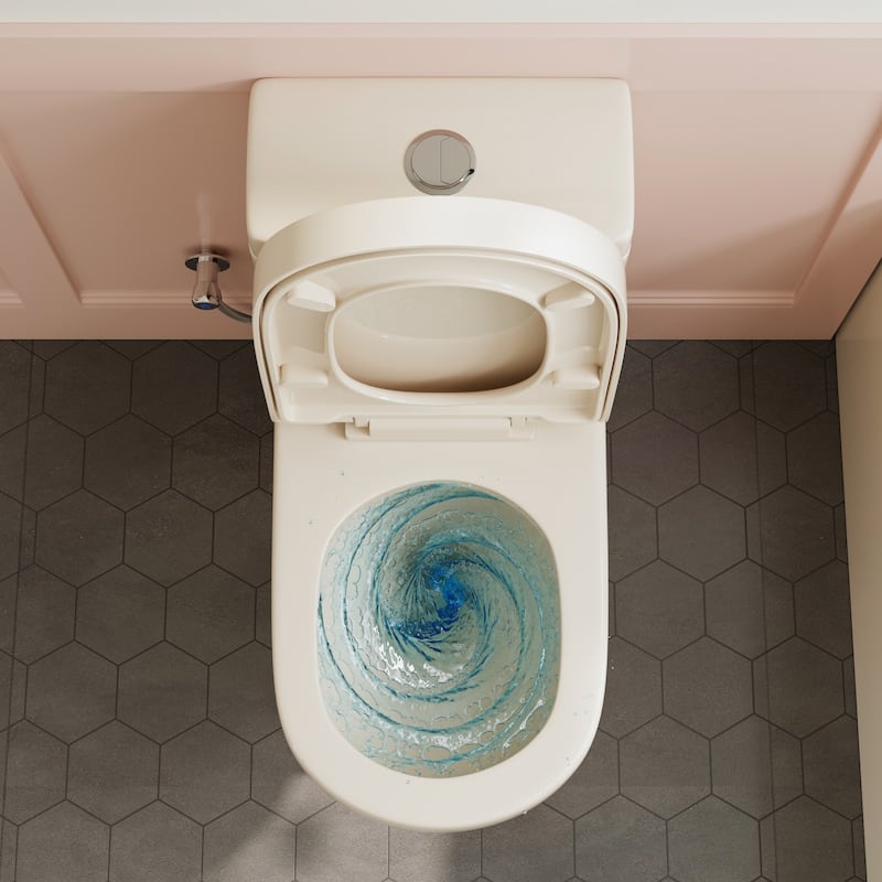 HOROW Bisque One Piece Toilet with High Performance Dual Flush 1.1/1.6 GPF 12 In Rough In - N/A