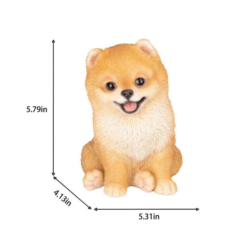 Sitting Pomeranian Puppy Outdoor Garden Statue - 5.75"