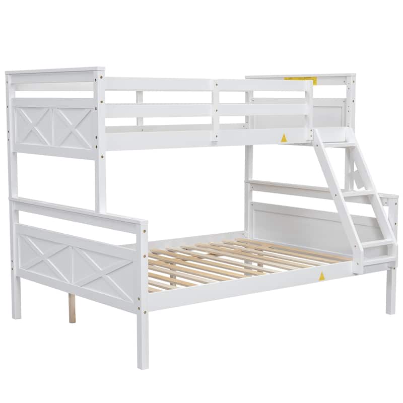 Twin Over Full Bunk Bed with Sturdy Frame and Guardrails, Ideal for Kids' Rooms