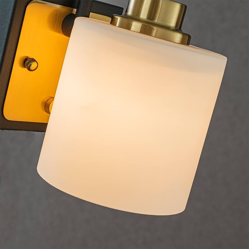 CraftHome Modern Elegant Brass And Black Bathrooom Vanity Light With Milk White Glass Shades