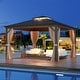 preview thumbnail 65 of 142, Outdoor Hardtop Gazebo Pergola w Galvanized Steel Roof and Aluminum Frame, Prime Curtains and nettings include 12*12 V