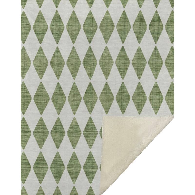 Premium Machine Washable Modern Argyle Sherpa Throw Blanket