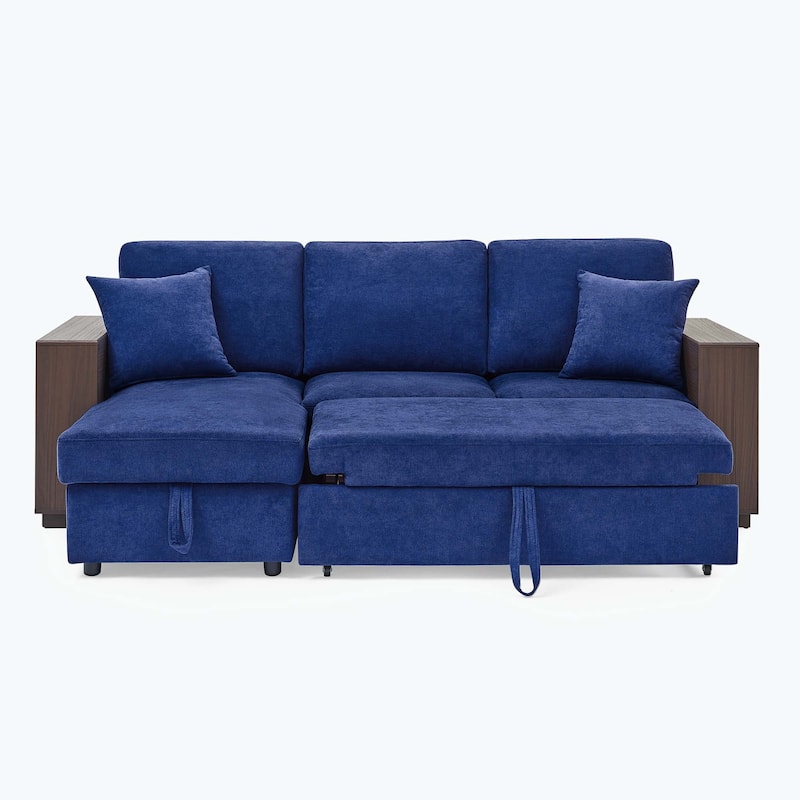 Classic and Cozy L-shape Pull-out Sleeper Sectional Sofa