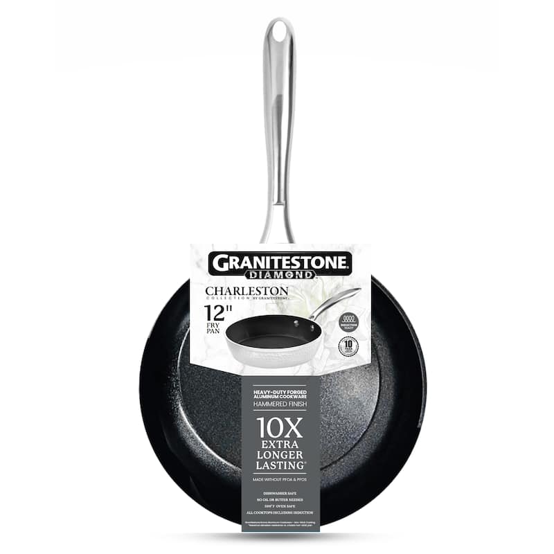 Granitestone Charleston 12 Inch Hammered Nonstick Frying Pan - White