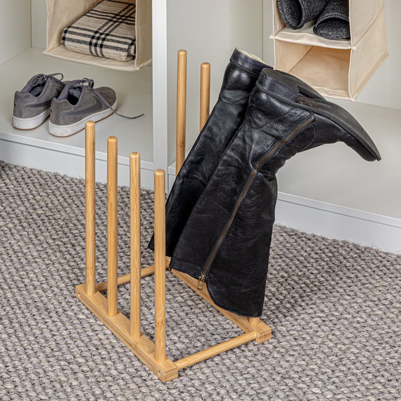 Household Essentials Bamboo and Metal 4 Pair Boot Rack - 12.8"L x 9.5"W x 18.1"H - 12.8"L x 9.5"W x 18.1"H - Natural