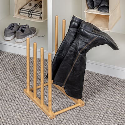 Household Essentials Bamboo and Metal 4 Pair Boot Rack - 12.8"L x 9.5"W x 18.1"H