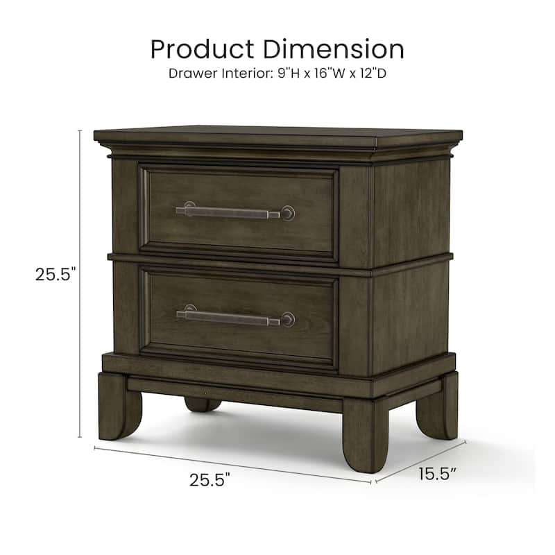 Evva Traditional Grey 2-Drawer Night Stand by Furniture of America