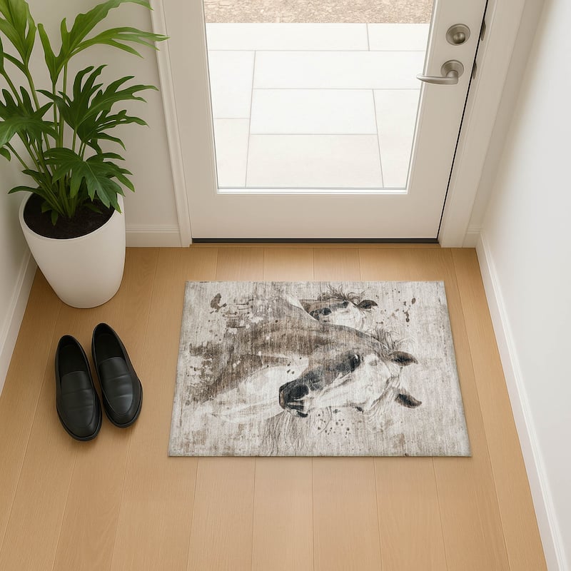 Premium Washable Super Soft Prince Horse Mayfield Rug - Ivory - 1'8" x 2'6"