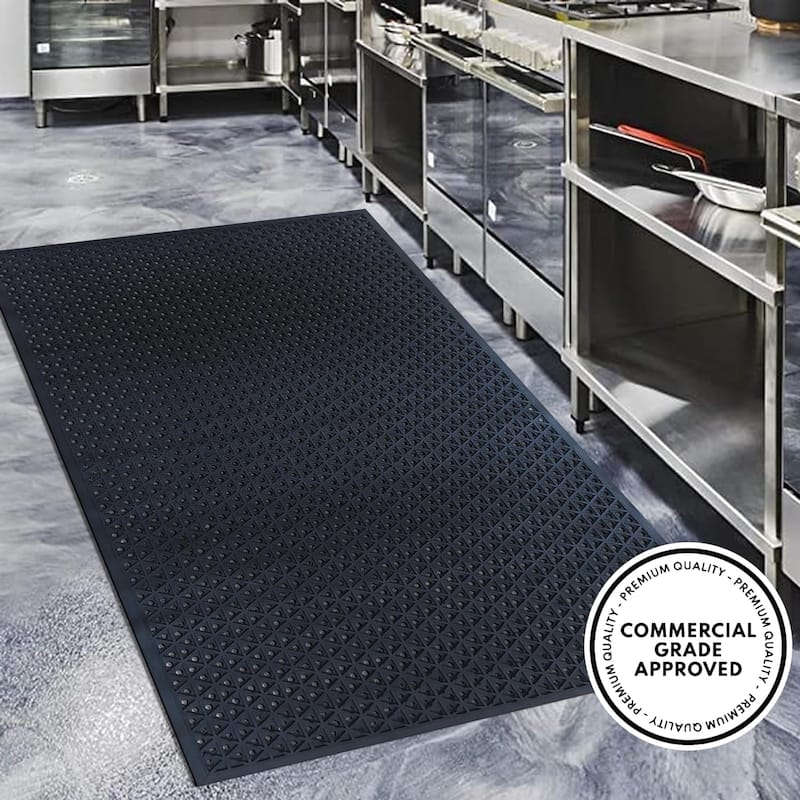 A1HC New All Purpose Rubber Extra Drain 70% Area Floor Mat with Drain Holes for Restaurant, Kitchen, Commercial etc 41x61 Inches