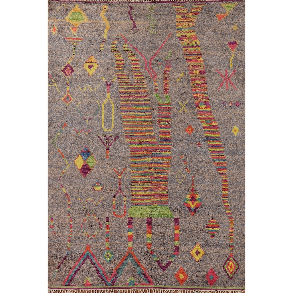 Moroccan Oriental Area Rug Hand-Knotted Wool Carpet - 8'9" x 12'6"