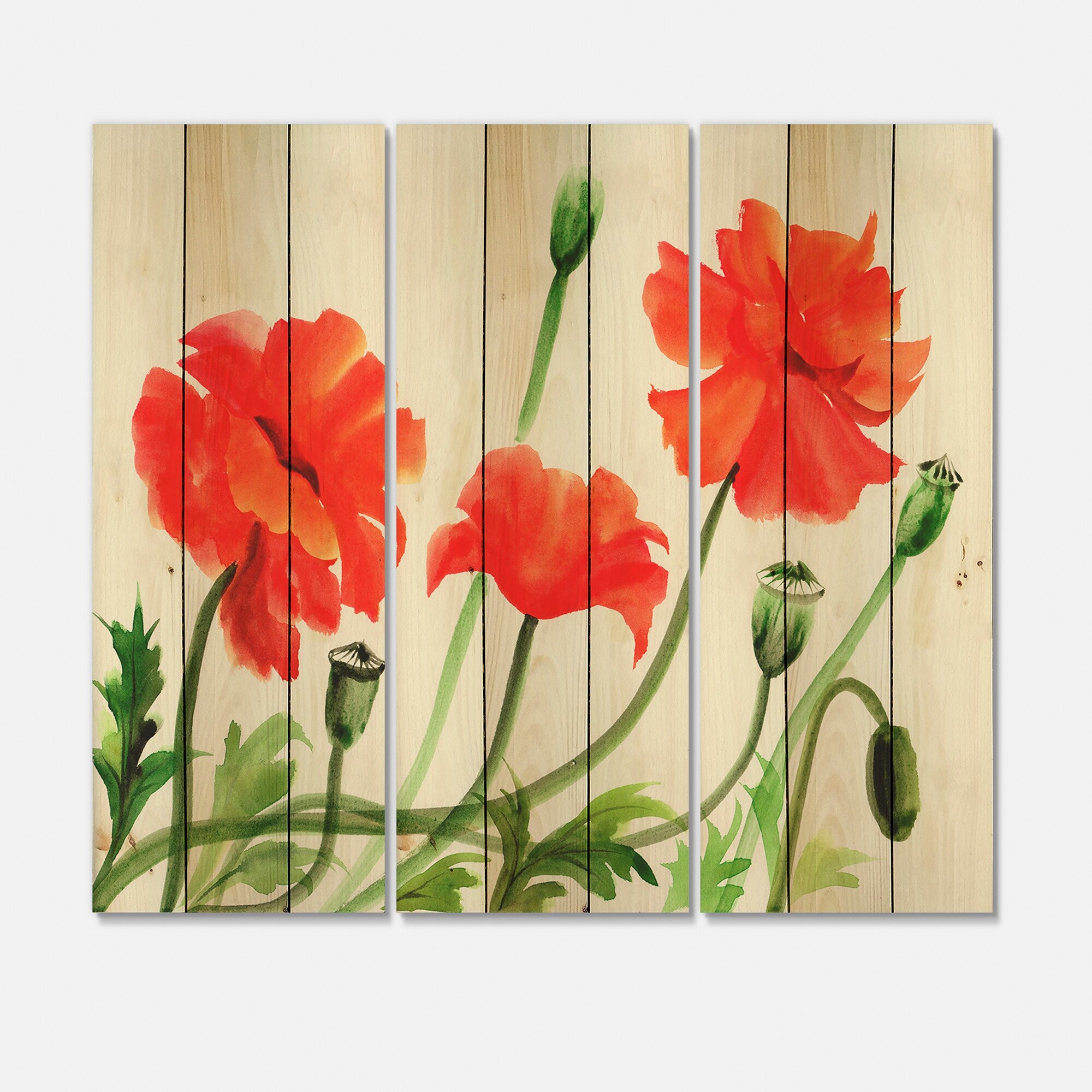 Designart 'Vintage Red Poppies III' Traditional Print on-image