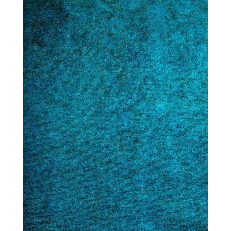 Overton Hand Knotted Wool Vintage Inspired Modern Contemporary Overdyed Blue Runner Rug - 3' 2" x 19' 10"