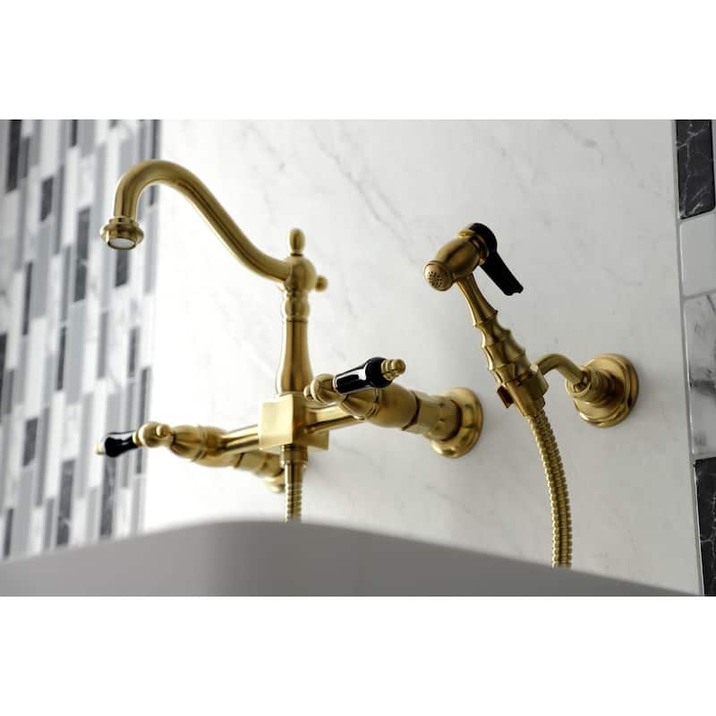 Kingston Brass Duchess 1.8 GPM Wall Mounted Widespread Bridge Kitchen