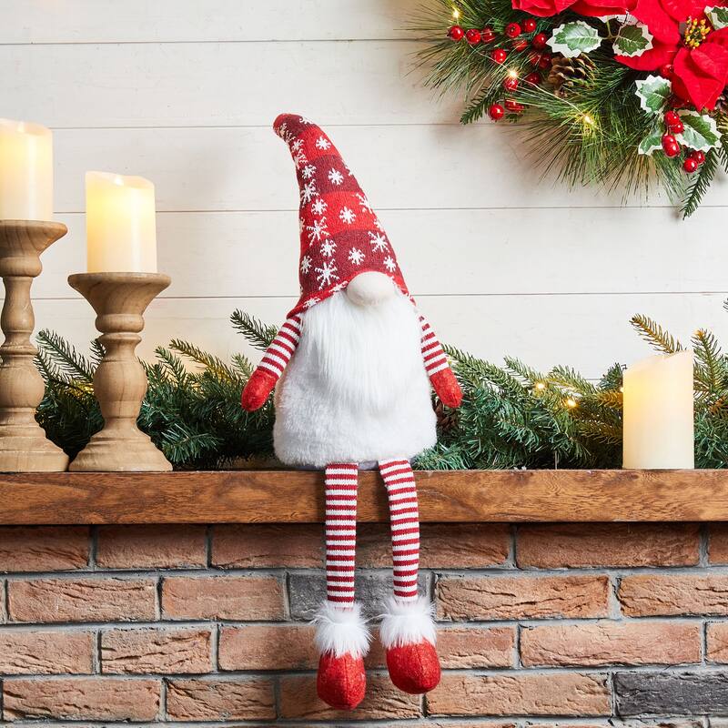 Glitzhome Set of 3 Fabric JOY Christmas Gnomes Decor