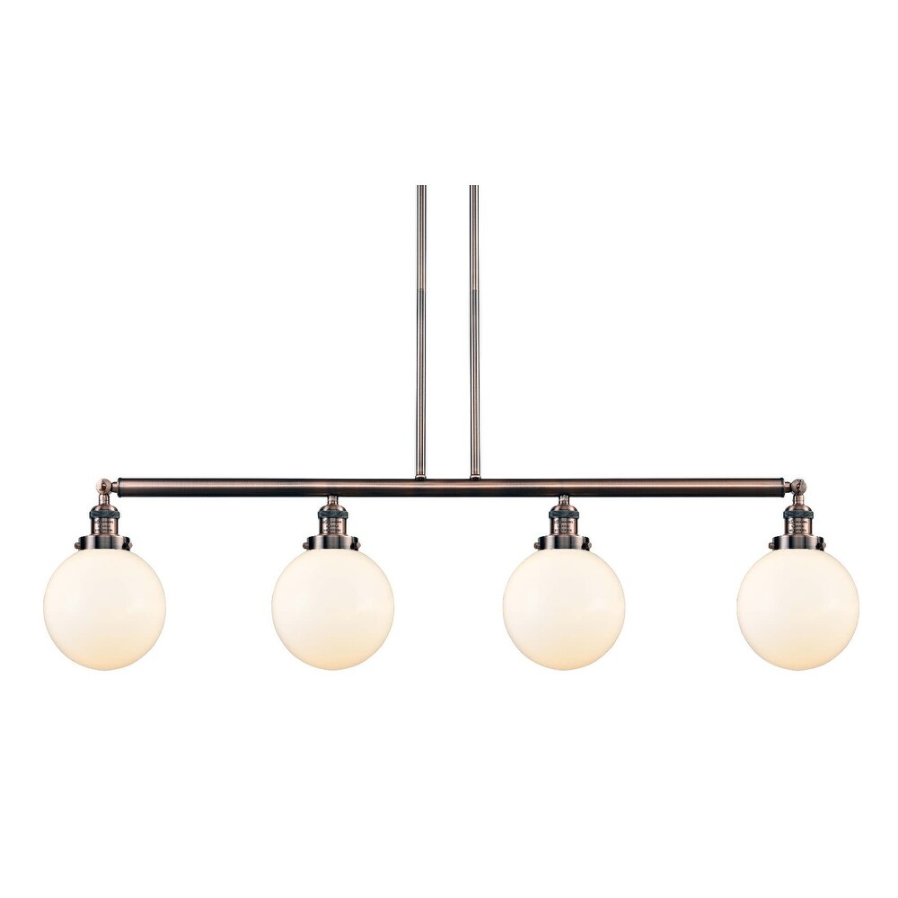 Innovations Lighting 214-S-8 Beacon  Beacon 4 Light 53" Wide Linear Chandelier (Polished Chrome / Clear) - Chandeliers For Bedrooms by Overstock.com