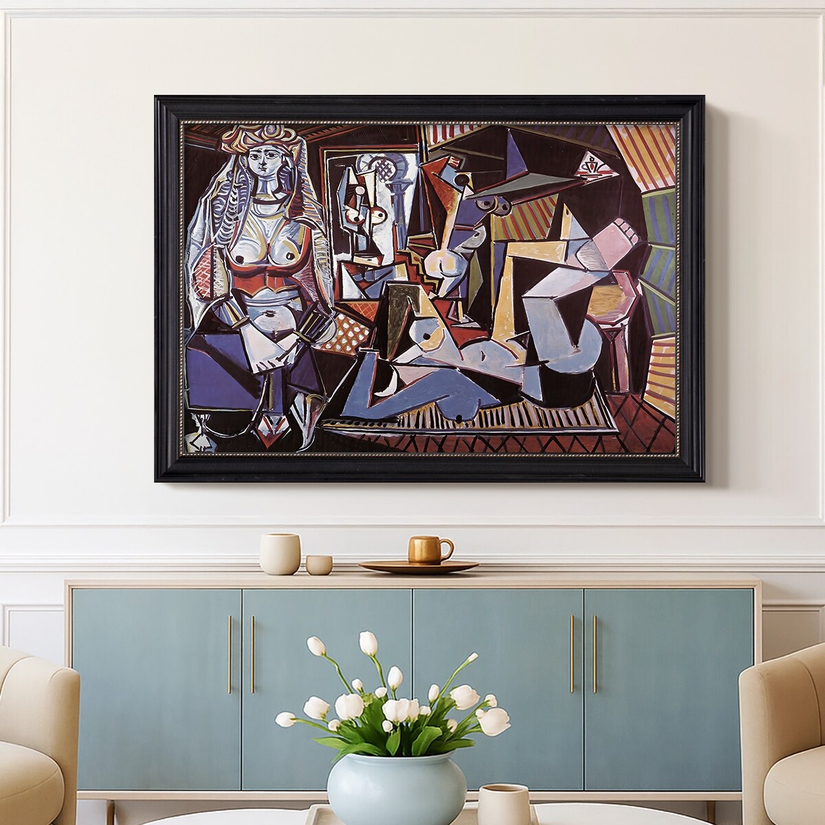 Women of Algiers 1955-Pablo Picasso-Custom Framed Canvas - Bed