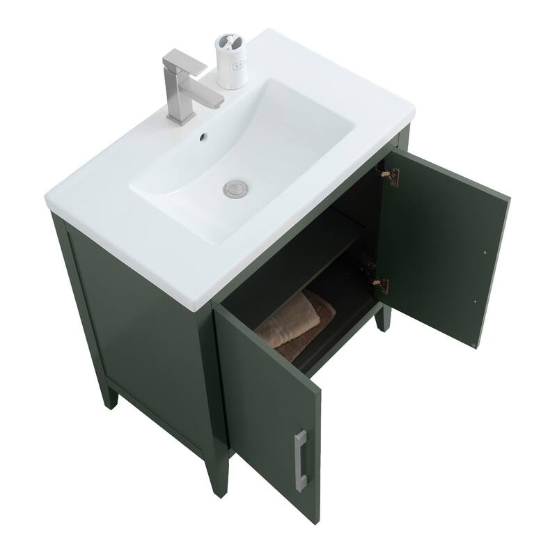 Vanity Art 20" or 24" or 30" Single Sink Bathroom Vanity Cabinet with Ceramic Top