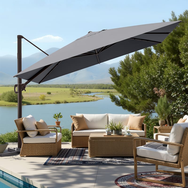 Crestlive Products 11 x 9 FT Outdoor Patio Offset Cantilever Umbrella - Dark Gray