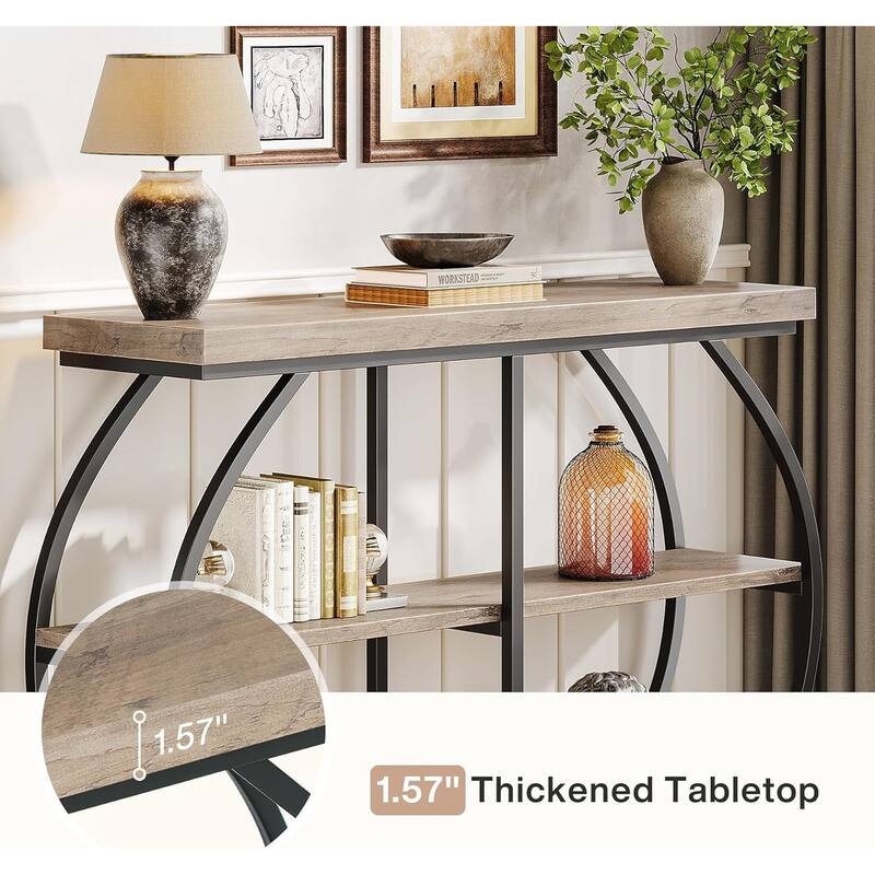 41.3" Console Table, Industrial 3-Tier Entryway Table