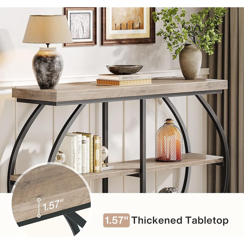 Industrial 3 Tiers Console Table, 41.3 Inches Narrow Wood Entryway Table