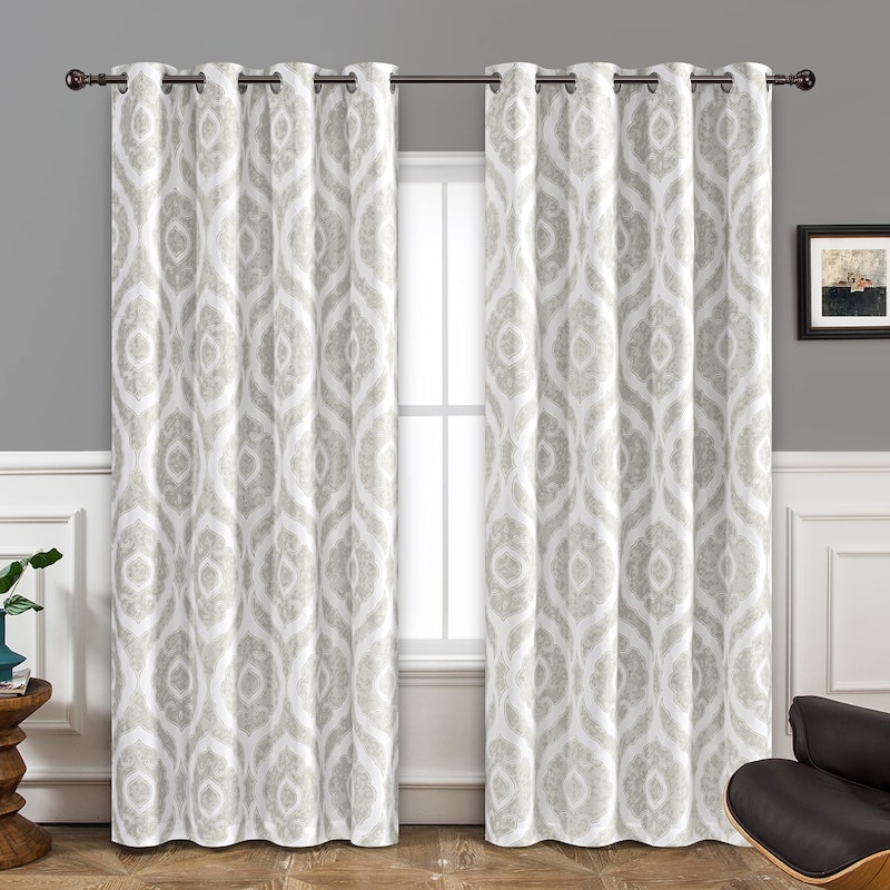 DriftAway Rory curtain 2 Panels Set for Living Room Boho Medallion Chic Drapes - 52" Width X 84" Length - Grey