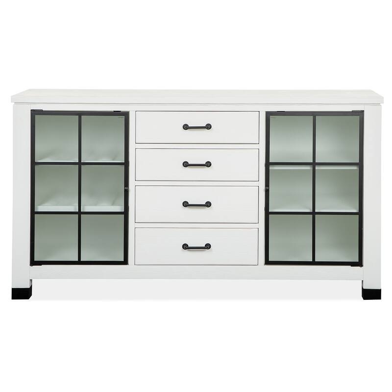Magnussen Home Harper Springs Silo White Buffet - 64''W x 18''D x 36''H