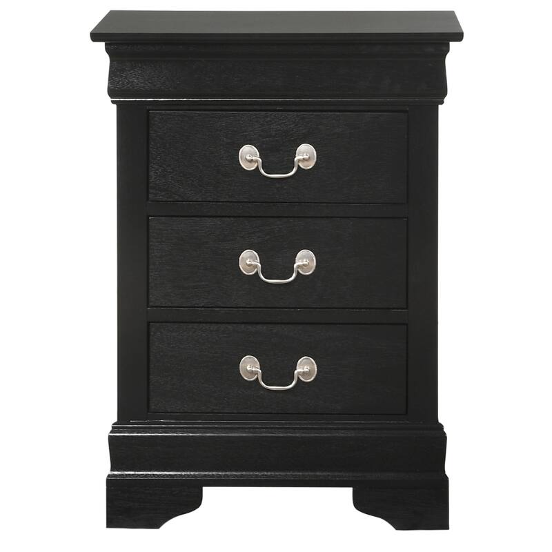 3-Drawer Wood Nightstand - 29" - Black