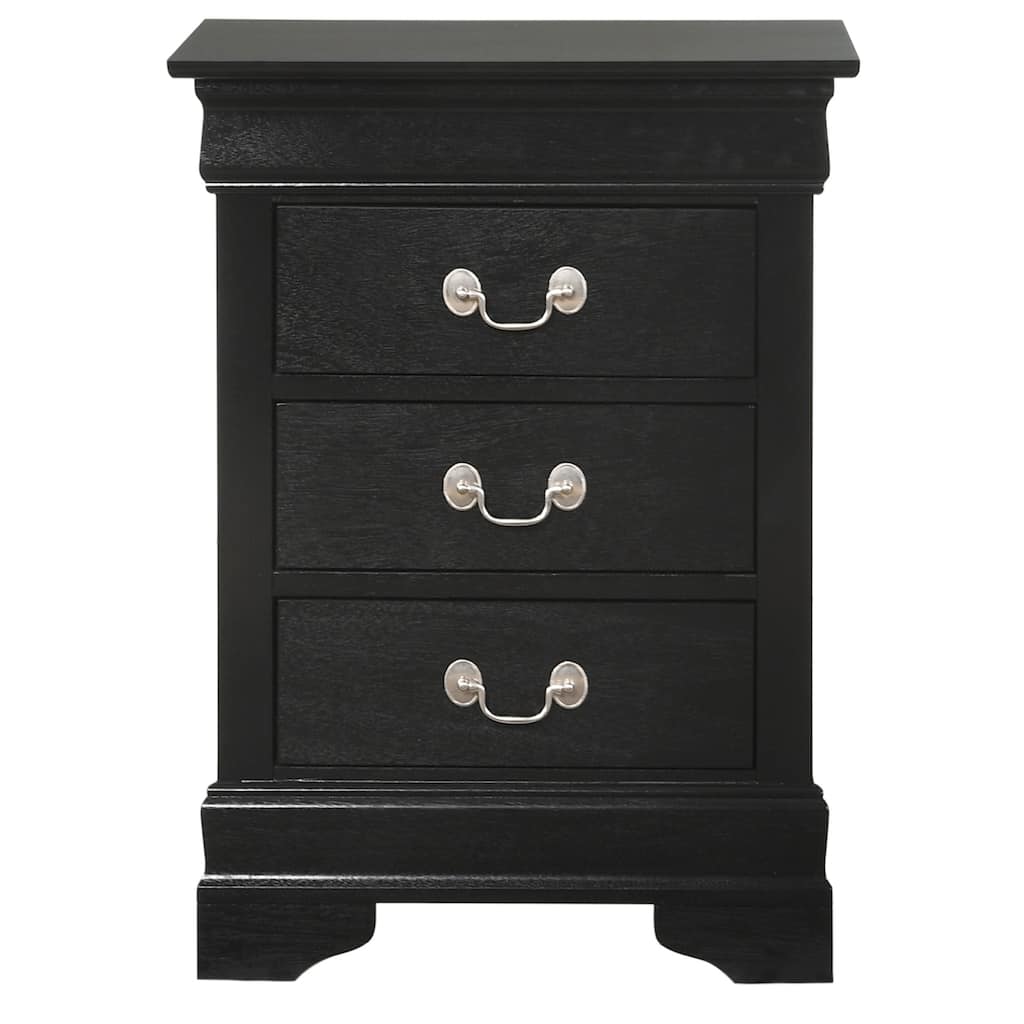 3-Drawer Wood Nightstand - 29" - Black