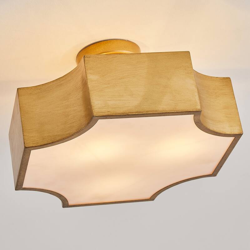 3-Light Modern Gold Semi-Flush Mount Ceiling Light