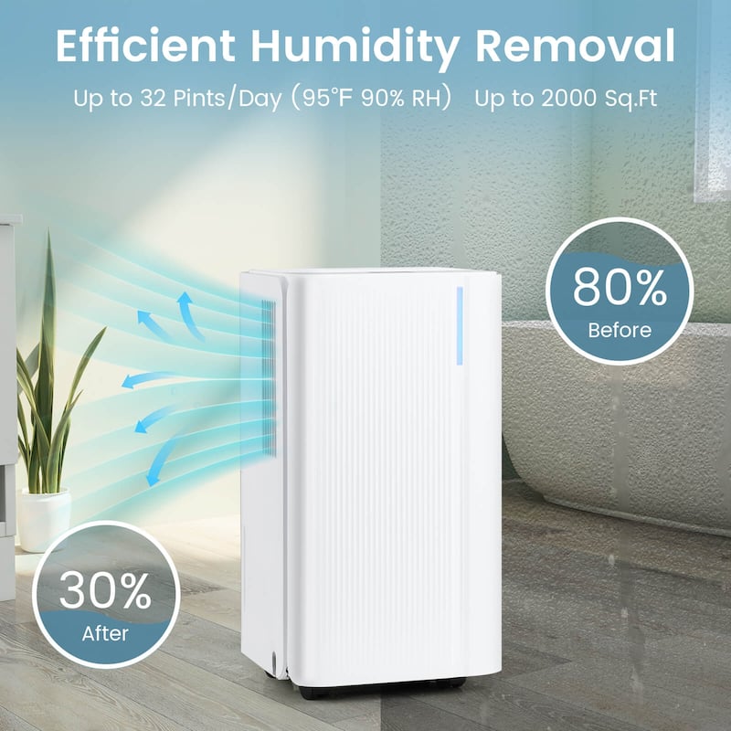 Costway 32 Pints Dehumidifier for Home 2000 Sq.Ft Portable - See Details