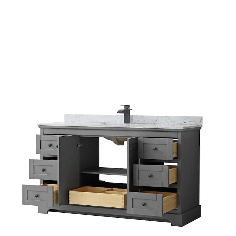 Avery 60-inch Single Vanity, Marble Top, Square Sink, No Mirror