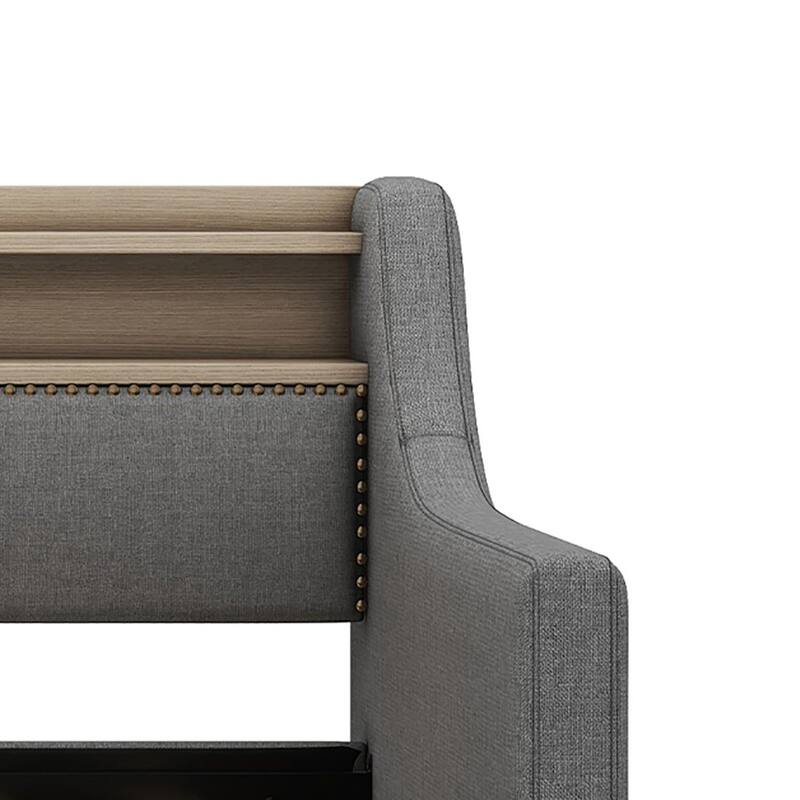 Modern Stylish Twin Size Upholstered Storage Daybed with Nailhead Trim